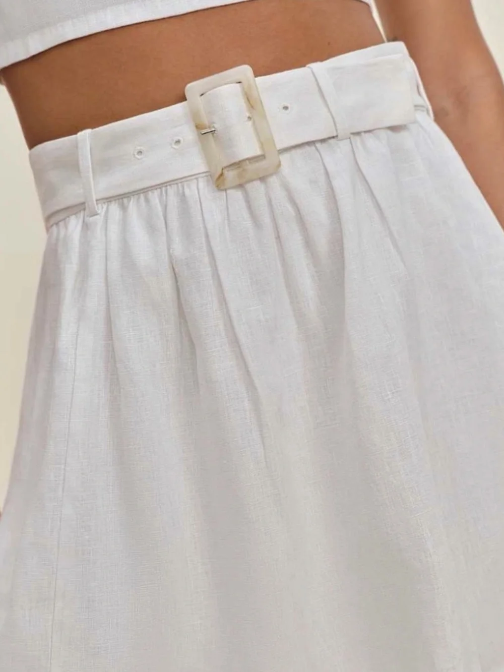 Reformation Niki Belted Linen Two Piece Too and Skirt  Set